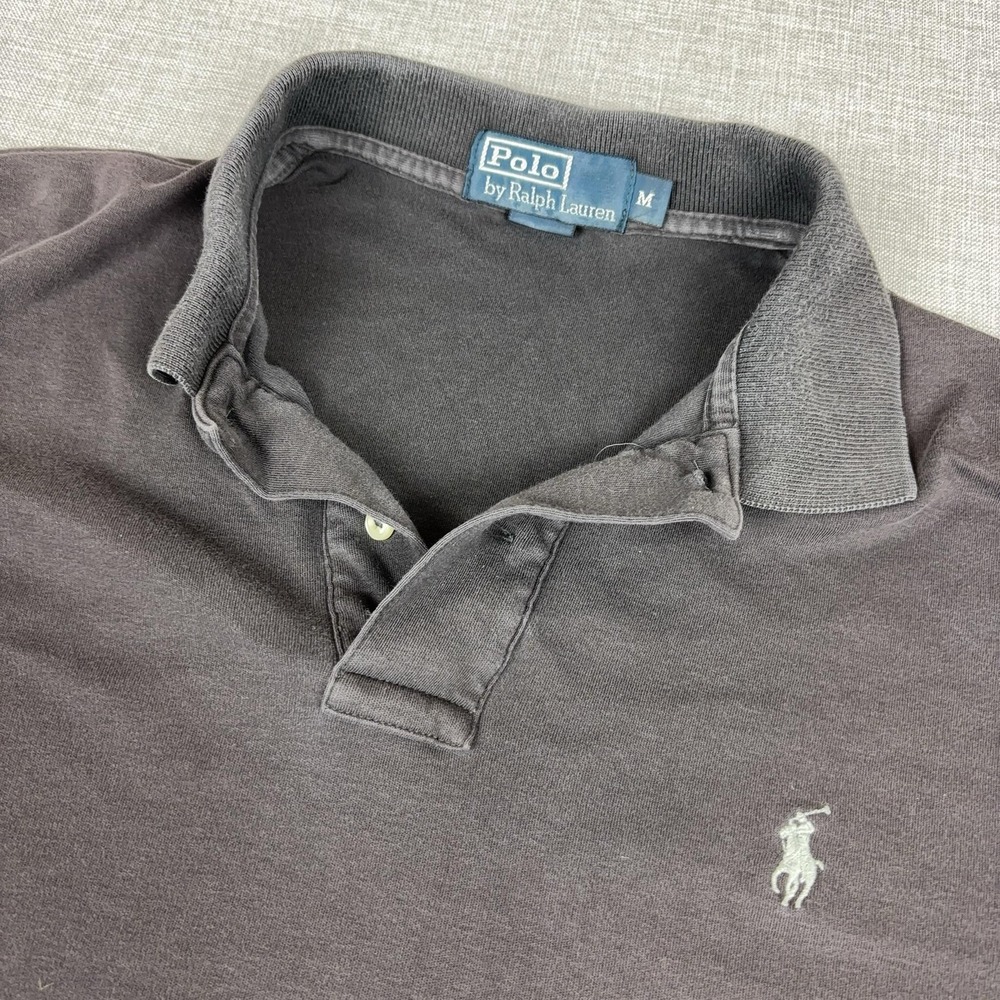 Vintage Ralph Lauren Polo Shirt Mens Medium Gray Cotton Classic Short Sleeve